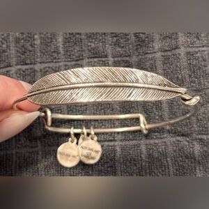 Alex and Ani Plume Feather Bangle in Silver